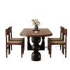 Nueva Mesa de Comedor Retro Francesa de Madera Maciza Ovalada para Hogar Apartamento Pequeño Negra Antigua Sala de Estar Mesa de Comedor Integrada Escritorio