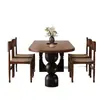 Nueva Mesa de Comedor Retro Francesa de Madera Maciza Ovalada para Hogar Apartamento Pequeño Negra Antigua Sala de Estar Mesa de Comedor Integrada Escritorio