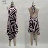 Comercio Exterior Transfronterizo Europeo y Americano 2026 Nuevo Estilo Estampado Ajustado Sexy Sin Espalda Sin Mangas Estampado de Cebra Cuello Halter Vestido