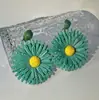 Joyería de Estilo Europeo y Americano, Pendientes de Girasol de Rafia Hechos a Mano, Pendientes Grandes Exagerados de Flor, Joyería de Estilo Festivo al por Mayor
