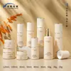 Frasco de Vidro Cosmético 100ml Frasco com Bomba para Loção Frasco para Conjunto de Creme com Água Frasco de Vidro Off-White Pote de Creme 30g
