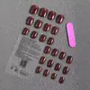 Uñas Postizas Cortas Casuales Usables, Vino Tinto Elegante, Manicura Blanqueadora Sexy, Parches de Uñas Postizas Terminados, Uñas Removibles