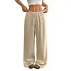 Moda Feminina Europeia e Americana Transfronteiriça 2026 Nova Primavera e Verão Calça Reta Solta Lisa com Cordão Texturizado