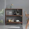 Armário de Treliça de Madeira Maciça com Combinação Livre Nogueira Preta Canto Arredondado Estante Mesa Lateral Minimalista Moderna para Sala de Estar Mesa de Cabeceira para Quarto