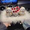 Adornos para el Interior del Coche, Adornos para Coche con Cabeza Oscilante, Perro Teddy de Pedrería, Gato de la Suerte para Coche, Conductora Independiente Transfronterizo