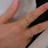 Anillo Plano de Diamante Cuadrado para Mujer, Anillo Abierto, Estilo Coreano Ins, Lujo Ligero, Anillo de Nicho de Gama Alta, Anillo Simple