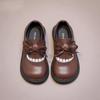 Sapatos de Menina Sapatos de Princesa Infantil 2025 Nova Coleção Primavera e Outono Menininhas Laço Solado Macio Couro Genuíno Versáteis Sapatos de Couro