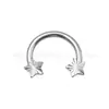 Anillo de Herradura con Estrella de Cinco Puntas Grabado Lateral de Aleación de Titanio F-136 Accesorios para Uñas de Labio, Uña de Hueso de Oreja G23 Titanio Joyería Grabada