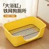 Inodoro Grande Abierto para Perros con Antisalpicaduras, con Rejilla de Hierro, Arenero Pequeño para Perros Gatos, Extra Grande, Antiderrames de Arena, Elevado y Engrosado
