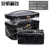 Comercio Exterior Transfronterizo Nuevo Mármol Portátil Transparente Estampado de Leopardo Doble Capa Bolsa de Cosméticos Impermeable Portátil Neceser Almacenamiento para Mujeres