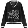Ebay Harajuku Europeu e Americano Cross-border Moda Suéter Malha Gótico Punk Y2K Retro Manga Longa Top Masculino e Feminino
