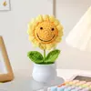 Buquê de Girassóis Tricotado à Mão Transfronteiriço Planta em Vaso Fio de Girassol Flor Artificial Decoração de Casa Presente para Amigos
