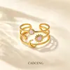 Anillo de titanio y acero con sol, estrella y luna transfronterizo para mujer, ajustable, de nicho, de alta gama, simple, anillo de celebridad de internet de moda