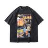 TKPA Europeu e Americano Hip Hop Retro oversize lavado velho colarinho pequeno manga curta T-Shirt Masculino Street Fashion Marca Meia manga T-Shirt
