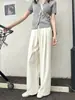 Jeans Blancos de Tencel para Mujer Verano Delgados Holgados Pierna Recta Pantalones Yamamoto Pequeños Sueltos Pantalones de Pierna Ancha