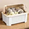 Caja de Almacenamiento Transparente Engrosada para Tazones y Palillos con Tapa, Rejilla Grande a Prueba de Polvo para Platos, Escurridor para Tazones, Envío Gratis