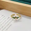 Anillo Nuevo de Goteo Verde Menta para Mujer, Anillo Abierto de Flor, Versátil, de Alta Gama, Fresco, Retro, Apilable, Anillo de Moda y Genial