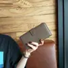 Cartera de Mujer Bolso de Mano Largo para Mujer Estilo Nuevo Piel Genuina Tendencia Simple Multifuncional Bifold Cartera de Mano para Mujer