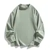 Sudadera de manga larga con cuello alto parcial para hombre, corte holgado, color liso, camiseta básica deportiva casual para primavera y otoño