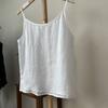 Chaleco sin mangas de ramio de alta calidad para verano con base de camisa de color sólido blanco y negro para mujer 2371