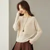 Suéter de punto de lana de manga murciélago sin hombros para mujer, nuevo estilo primavera y otoño 2026, holgado, hueco, camiseta base fina