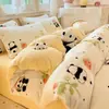 Conjunto de Cama de Inverno Classe A Espesso Leite Fleece Quatro Peças Cobertor de Edredom Fleece Dupla Face Adicionado Conjunto de Três Peças para Cama Dormitório Estudantil