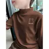 Camisetas Térmicas Gruesas de Manga Larga Cepillada con Cuello Semi-Alto para Niños y Adolescentes para Otoño e Invierno