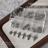 Joyería para Uñas Arte Retro Aleación Cuervo Corazón Cruz Punk Estrella Oscura Metálico Accesorios para Uñas Caja de 6 Compartimentos