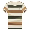 Camiseta Rayada para Hombre de Gran Volumen Más Vendida con Logo de Caballo Bordado, Transpirable y que Absorbe el Sudor, Disponible en Múltiples Colores, Adecuada para el Viaje Diario, Camiseta de Manga Corta