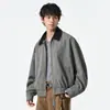 Jaqueta de Trabalho Pleated com Lapela Pregueada Estilo Retro Americano Outono 2025 Nova Modelagem Solta Versátil Casual para Casal