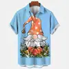 Camisa divertida com estampa digital 3D de Papai Noel Hawaii presente de Natal camisa casual 2024 camisa de praia