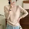Suéter de punto para mujer, nuevo estilo otoño e invierno, cuello semi-alto, capa base con un sutil brillo, suave y cómodo, corte ajustado, manga larga