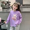Camiseta Manga Longa 100% Algodão Infantil 2026 Novo Estampa de Desenho Animado Estilo Primavera e Outono Elegante Casual Moda Top
