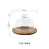 Nova Bandeja de Madeira Estilo Minimalista com Tampa de Vidro Transparente à Prova de Poeira, Prato Criativo para Bolo, Mesa de Sobremesas, Prato de Frutas Multi-Tamanho