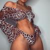 Amazon 2021 AliExpress comércio exterior tie-dye mulheres biquíni split maiô sexy manga comprida três peças leopardo estampa