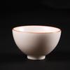 Xícara de Chá de Porcelana Branca Marfim da Fornalha Ru Conjunto de Chá Kung Fu Xícara de Degustação de Chá Feita à Mão Xícara de Mestre Abertura Grande Asa de Cigana Suporte para Xícara Única
