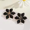 Brincos de Flor com Gotejamento de Óleo Moda Transfronteiriça Europeia e Americana para Mulheres, Elegantes, de Alta Qualidade, Simples, Brincos e Brincos S925 Atacado