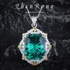 Elegante Moda Esmeralda Pingente Colar Incrustado Pombo Hemoglobina Brincos Quadrado Diamante Anel Vivo Cor terno