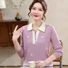 2026 Novos Suéteres Transfronteiriços Outono e Inverno para Mães de Meia-Idade, Novas Blusas da Moda, Camisas Básicas Versáteis, Suéteres