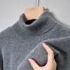 Suéter Pesado 500g de Fio Fino Espessado para Homens, Novo Estilo de Inverno para Homens Jovens e de Meia-Idade, Camisa Base Térmica de Tricô de Cor Sólida com Gola Alta