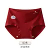 Estampa fofa de panda, cor sólida, design simples, antibacteriano, reforço estendido, roupa íntima de algodão puro confortável e respirável, calcinha triângulo sem costura para meninas