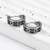 Brincos masculinos de titânio e aço com pentagrama, estilo hipster de rua transfronteiriço europeu e americano, com estampa de estrela, joias pretas