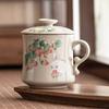Taza de Té Amarillo Real de Fábrica Horno Ru Taza Conejo Fresa con Tapa Taza para Beber Taza para Separación de Té para Oficina
