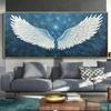 Pintura abstracta en lienzo con alas de ángel, arte de pared dorado, póster impreso, imágenes de alas para decoración de pared de sala de estar