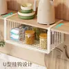 Estante colgante para debajo del gabinete Estante de almacenamiento para cocina Cesta de almacenamiento para condimentos y film plástico para el hogar Cesta colgante multicapa