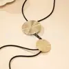 Collar con Colgante Doble Redondo de Textura Exagerada de Venta Caliente Transfronteriza para Mujer, Colgante Redondo Geométrico de Textura Metálica Cadena de Cuerda Venta al por Mayor