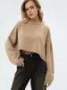 Ropa de Abrigo para Mujer Transfronteriza Estilo Europeo y Americano Tejidos de Punto Otoño e Invierno Nuevo Suéter de Cuello Redondo Holgado Color Sólido de Manga Larga para Mujer