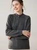 26 Novo Suéter de Malha Cashmere Espesso com Meio Zíper e Gola Alta Sólida Versátil para Outono e Inverno Camada Base Feminina
