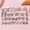 Mixto 15 Plata Antigua Vida Marina Medusa Conchas Estrella de Mar Separadores Perlas Pulsera DIY Pulsera Perlas Sueltas Accesorios de Joyería
