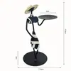 Candelabro de Hierro Vintage Adorno Pequeño Creativo para el Hogar Estilo Europeo Romántico Portavelas Accesorio de Sombrero de Paja Pastoral Decoración de Mesa